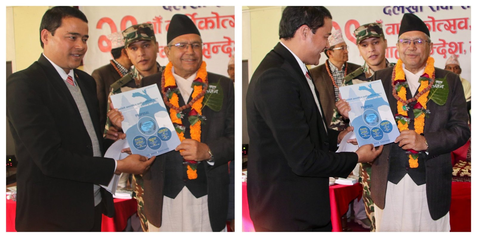 Director Chakra Bahadur Chand Presents KIFF Report to Speaker Devraj Ghimire